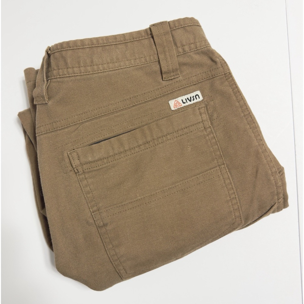 Livsn Men's Flex Canvas Pants Size 32X31 Brown Canvas Outdoor Hiking Straight V3